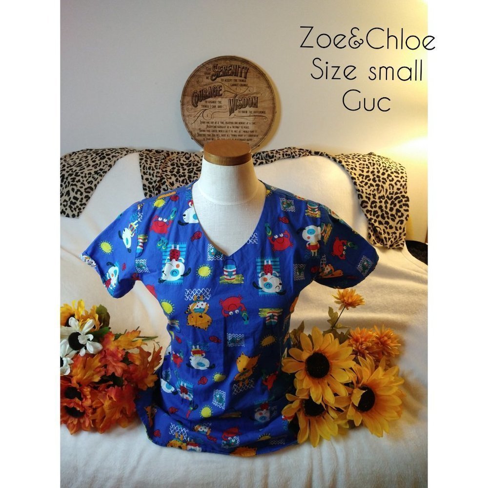 Zoe & Chloe Blue Animated Small Nursing Top